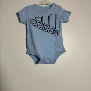 Adidas 9 Month Baby Onesie Blue Logo Bodysuit Short Sleeve Infant